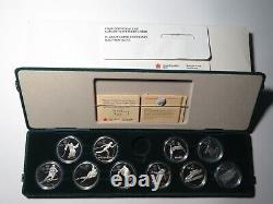 1985-1987 Canada $20 Calgary Olympic Proof Set 10-Coin. 925 Sterling Silver