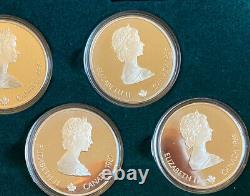 1985-1988 Canadian $20 Calgary Olympic Winter Games Silver 8 Coin Set 10 oz