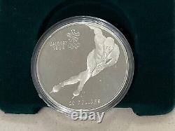 1985 CANADA 1988 CALGARY OLYMPICS Speed Skating Proof Silver $20 Coin Orig. Box