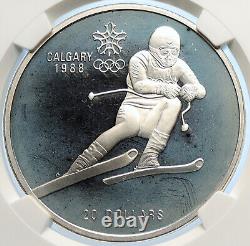 1985 CANADA Old 1988 CALGARY OLYMPICS Skiing Proof Silver $20 Coin NGC i106438