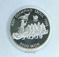 1986 5000 Won South Korea Seoul 1988 Olympic Games Tug Silver Proof Coin