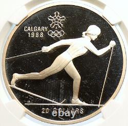 1986 CANADA 1988 CALGARY OLYMPIC CrossC Skiing Proof Silver $20 Coin NGC i106437