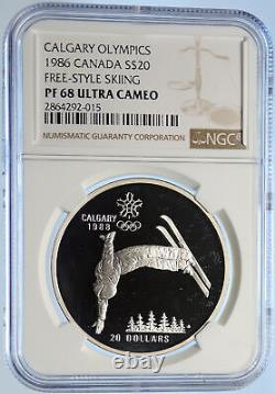 1986 CANADA 1988 CALGARY OLYMPICS Free Skiing Proof Silver $20 Coin NGC i106639