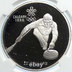 1987 CANADA 1988 CALGARY OLYMPICS Ice Curling Proof Silver $20 Coin NGC i106652