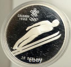 1987 CANADA 1988 CALGARY OLYMPICS Ski Jumping OLD Proof Silver $20 Coin i102531