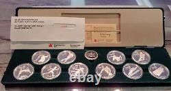 1988 10 PC Coin Canada Olympic Silver Coins Set Ten $20 Silver Coins Box & COA