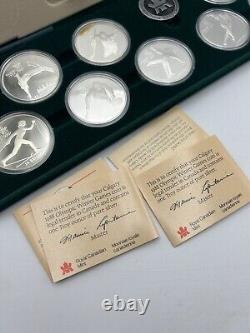 1988 Calgary Canada Winter Olympics 10 Coin Silver Proof Set in Box with COA