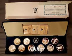 1988 Calgary Winter Olympics Canadian Proof Silver 10 pc Coin Set withBox & COA