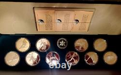 1988 Calgary Winter Olympics Canadian Proof Silver 10 pc Coin Set withBox & COA