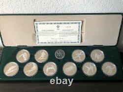 1988 Calgary Winter Olympics Canadian Proof Silver Coin Set 10 Coins withBox & COA