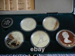 1988 Calgary Winter Olympics Canadian Proof Silver Coin Set 10 Coins withBox & COA