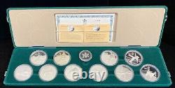 1988 Calgary Winter Olympics Sterling Silver Proof 10 Coin Set in Box with COA