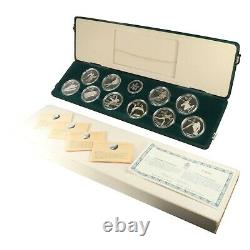 1988 Canada Calgary Winter Olympics 10 Silver Coin Proof Set! 10 Troy Oz Silver