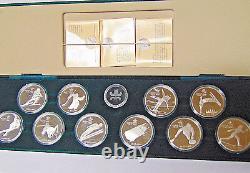 1988 Canada Olympic 10 Coin Proof Set 1 oz Silver Coins With Box Calgary (m. Rm)