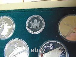 1988 Canada Olympic 10 Coin Proof Set 1 oz Silver Coins With Box Calgary (m. Rm)