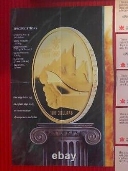 1988 Canada Olympic 11 pc Proof Coin set! 1 Gold $100 coin, 10 $20 silver coins