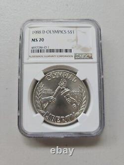 1988 D $1 NGC MS 70 Olympics Dollar 90% Silver Coin Cert# 4857286-011