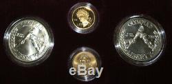 1988 Gold & Silver Olympic 4 Coins Proof & UNC in Mahogany Case Boxed Set