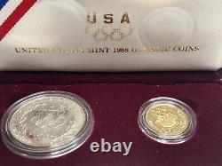 1988 Olympic United States Proof Silver Dollar and Gold Five Dollar Coin Set