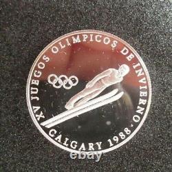 1988 Panama 1 balboa Olympic Winter Games Calgary SKI JUMP proof silver coin