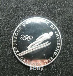 1988 Panama 1 balboa Olympic Winter Games Calgary SKI JUMP proof silver coin