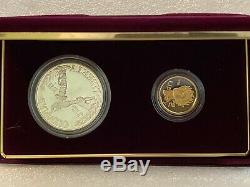 1988 Proof Olympic Commemorative 2 Coin Set $5 Gold & Silver Dollar with COA & Box