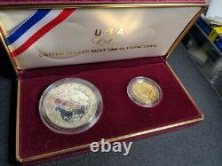 1988 Proof Silver Dollar and Gold Five Dollar US Olympic Coins (see photos)