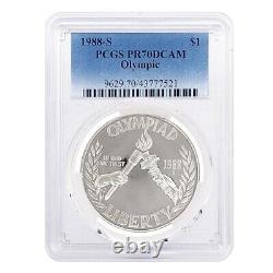 1988 S Olympic Torch $1 Proof Silver Dollar Commemorative PCGS PF 70 DCAM
