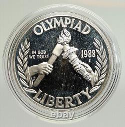 1988 S UNITED STATES US Olympics Seoul Korea OLD Proof SILVER Dollar Coin i94806
