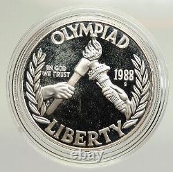 1988 S UNITED STATES US Olympics Seoul Korea OLD Proof SILVER Dollar Coin i94832