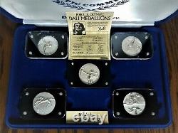 1988 Salvador Dali Cubist 5 Medal. 999 Silver Proof Olympic Set COA Case