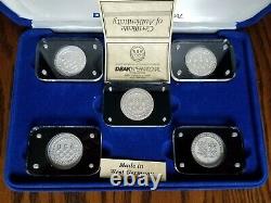 1988 Salvador Dali Cubist 5 Medal. 999 Silver Proof Olympic Set COA Case