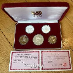 1988 Seoul Olympics Beautiful Silver Proof Commemorative Coins Medal Set Of 5