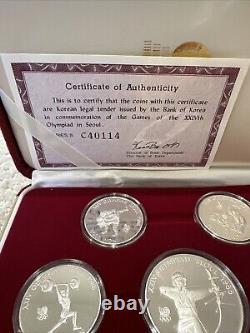 1988 Seoul Olympics Silver 5-Coin Proof Commemorative Set with Box and COA