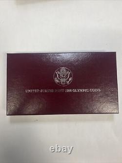 1988 U. S. Olympics Coin Set Uncirculated 90% Silver Dollar In Box Free Shipping