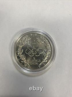 1988 U. S. Olympics Coin Set Uncirculated 90% Silver Dollar In Box Free Shipping