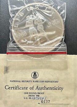1988 US 1 Troy Pound 12 oz Silver Proof Eagle Olympic Coin Sealed