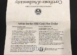 1988 US MINT OLYMPIC PROOF 2 COIN SET With Five Dollar Gold Coin & Silver Dollar