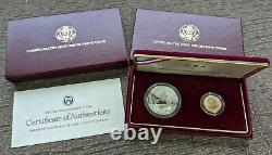 1988 US Mint Olympic Coins Proof Set Silver Dollar $5 Dollar Gold Coin Box + COA