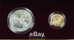 1988 US Mint Olympic Commemorative 2 Coin Silver & Gold UNC Set as Issued DGH