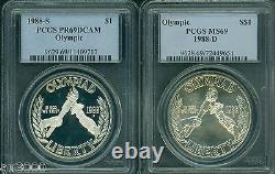 1988-d & 1988-s Olympic Silver Dollar Pcgs Ms69 Pr69 Pf69 2-coins Set