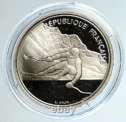 1989 FRANCE'92 Albertville Olympics Skiing Proof Silver 100 Francs Coin i103151