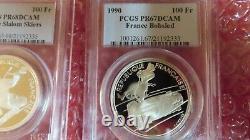 1990 France 100 Francs Bobsled Racing 22 gram Silver Coin PCGS PR67 olympics