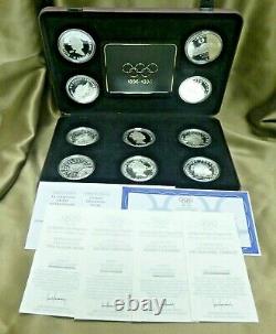 1992-1996 Olympic Centennial Silver Proof Collection 10 Coin Set with Box and COA