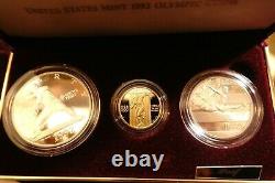 1992 3-Coin Commemorative Olympic Proof Set GOLD $5 & SILVER $1 and Half Dollar