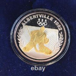 1992 ALBERTVILLE US OLYMPIC TEAM. 4 PROOF GILDED SILVER COINS 8 OZT WithBOX & COA