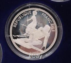 1992 Albertville winter Olympics 9-Silver coins with Medallion & box Gem Proof