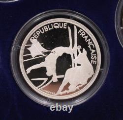 1992 Albertville winter Olympics 9-Silver coins with Medallion & box Gem Proof