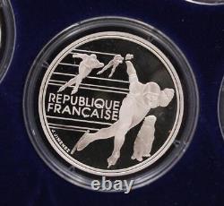 1992 Albertville winter Olympics 9-Silver coins with Medallion & box Gem Proof