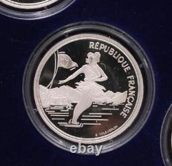 1992 Albertville winter Olympics 9-Silver coins with Medallion & box Gem Proof